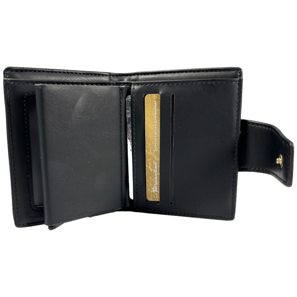 Мужской кошелек с автоматическим картхолдером, черный, экокожа Мужской кошелек с автоматическим картхолдером, черный, экокожа