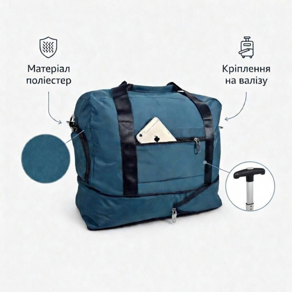 Дорожня сумка GORANG зелена з водовідштовхувальним покриттям та відділенням для взуття