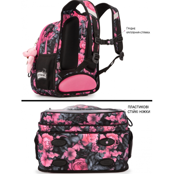 Рюкзак школьный Кот розовый с черным Рюкзак школьный Кот розовый с черным