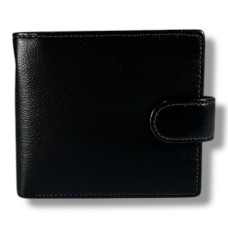 Компактный и классический мужской кошелек-портмоне из натуральной кожи, черный