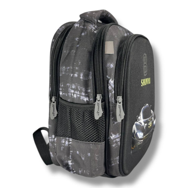 Черный школьный рюкзак для мальчиков с принтом Машина, водонепроницаемый, пенал в комплекте Черный школьный рюкзак для мальчиков с принтом Машина, водонепроницаемый, пенал в комплекте