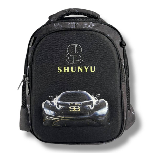 Черный школьный рюкзак для мальчиков с принтом Машина, водонепроницаемый, пенал в комплекте Черный школьный рюкзак для мальчиков с принтом Машина, водонепроницаемый, пенал в комплекте