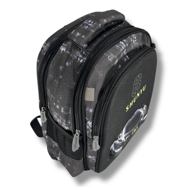 Черный школьный рюкзак для мальчиков с принтом Машина, водонепроницаемый, пенал в комплекте Черный школьный рюкзак для мальчиков с принтом Машина, водонепроницаемый, пенал в комплекте