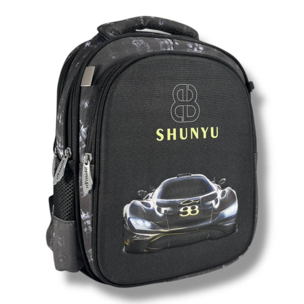 Черный школьный рюкзак для мальчиков с принтом Машина, водонепроницаемый, пенал в комплекте Черный школьный рюкзак для мальчиков с принтом Машина, водонепроницаемый, пенал в комплекте