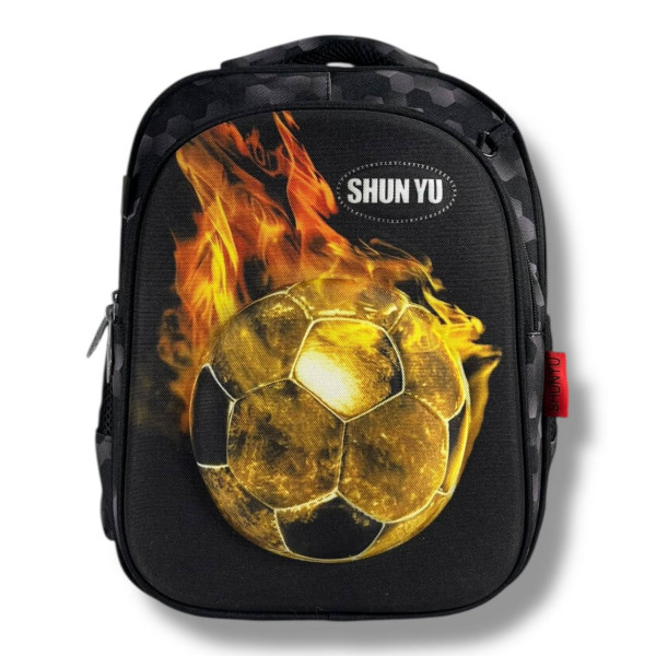 Черный рюкзак для мальчиков с принтом Мяч, водонепроницаемый, пенал в комплекте Черный рюкзак для мальчиков с принтом Мяч, водонепроницаемый, пенал в комплекте