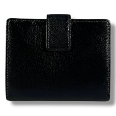 Мужской кошелек-портмоне из натуральной кожи, черный (12×10 см), компактный и стильный