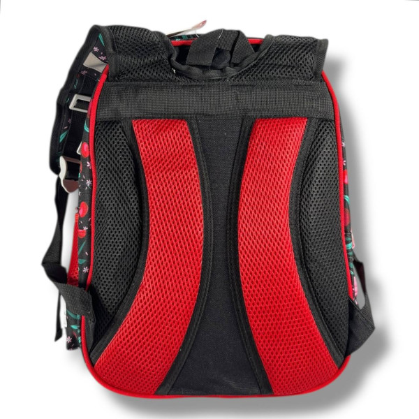 Шкільний рюкзак для дівчаток 6-9 років, чорний, місткий та легкий, принт Вишеньки