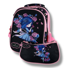 Шкільний рюкзак для дівчаток 6-9 років, чорний, місткий та легкий, принт Балерина