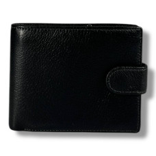 Мужской кошелек-портмоне из натуральной кожи, черный, компактный и вместительный