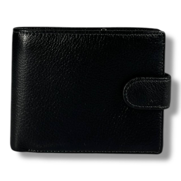 Мужской кошелек-портмоне из натуральной кожи, черный, компактный и вместительный