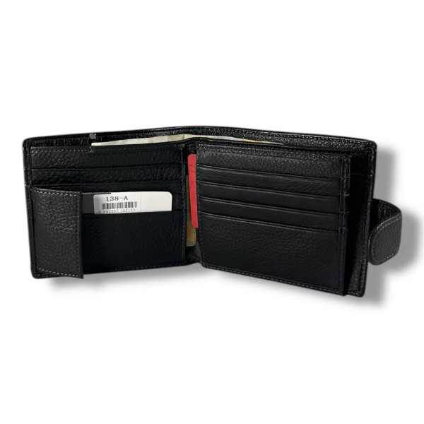 Мужской кошелек-портмоне из натуральной кожи, черный, компактный и вместительный Мужской кошелек-портмоне из натуральной кожи, черный, компактный и вместительный