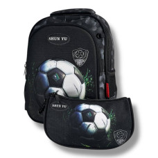 Школьный рюкзак для мальчиков с принтом Мяч, емкий и легкий, пенал в комплекте