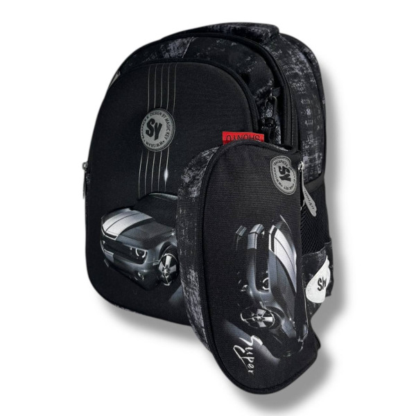 Школьный рюкзак для мальчиков 1-4 классов, пенал в комплекте, вместительный и легкий, принт Машинка, 20 л Школьный рюкзак для мальчиков 1-4 классов, пенал в комплекте, вместительный и легкий, принт Машинка, 20 л