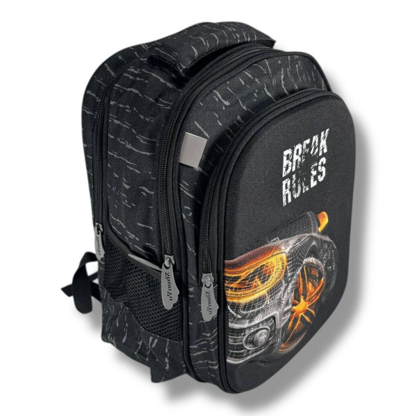 Школьный рюкзак для мальчиков с принтом Машина, вместительная и легкая, пенал в комплекте Школьный рюкзак для мальчиков с принтом Машина, вместительная и легкая, пенал в комплекте