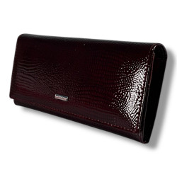 Женский кошелек из натуральной кожи, бордовый (19×10 см)