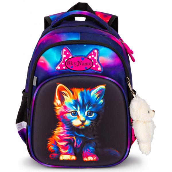 Шкільний рюкзак Sky Name (Winner) для дівчинки 1-4 клас, принт Кошеня, на 2 відділення Шкільний рюкзак Sky Name (Winner) для дівчинки 1-4 клас, принт Кошеня, на 2 відділення