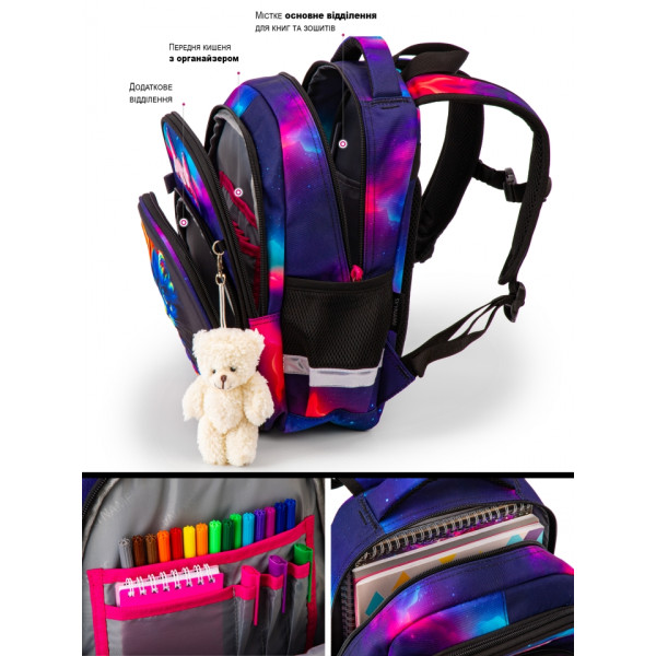 Шкільний рюкзак Sky Name (Winner) для дівчинки 1-4 клас, принт Кошеня, на 2 відділення Шкільний рюкзак Sky Name (Winner) для дівчинки 1-4 клас, принт Кошеня, на 2 відділення