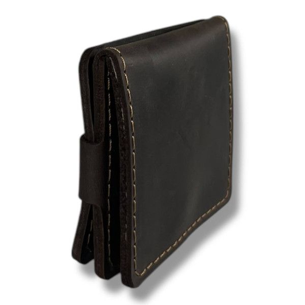 Гаманець затискач для купюр BagWay, екошкіра, темно-коричневий з тисненням