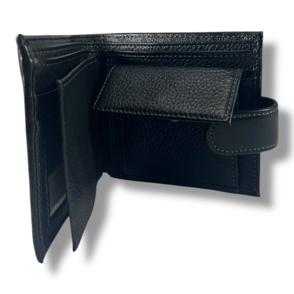 Классический мужской кошелек из натуральной кожи, черный (12×10 см) Классический мужской кошелек из натуральной кожи, черный (12×10 см)
