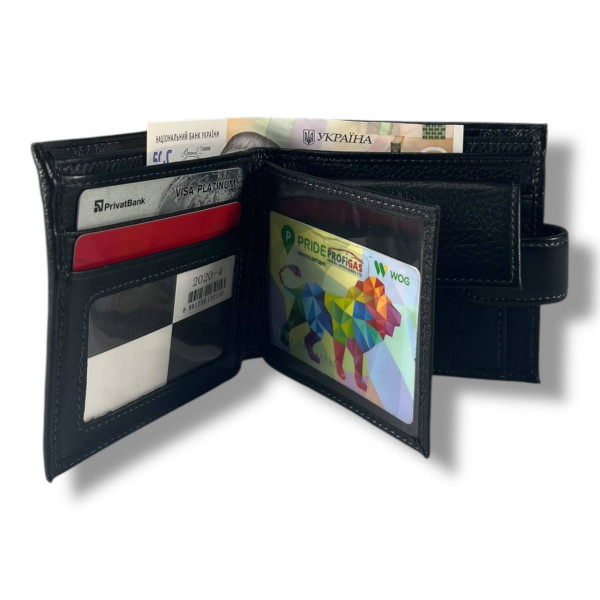Классический мужской кошелек из натуральной кожи, черный (12×10 см) Классический мужской кошелек из натуральной кожи, черный (12×10 см)