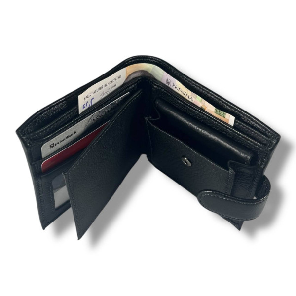 Классический мужской кошелек из натуральной кожи, черный (12×10 см) Классический мужской кошелек из натуральной кожи, черный (12×10 см)