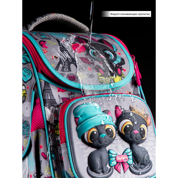 Школьный ранец для девочки Sky Name, одно отделение, цвет серый Школьный ранец для девочки Sky Name, одно отделение, цвет серый
