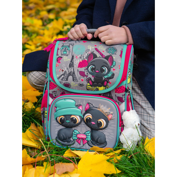 Школьный ранец для девочки Sky Name, одно отделение, цвет серый Школьный ранец для девочки Sky Name, одно отделение, цвет серый