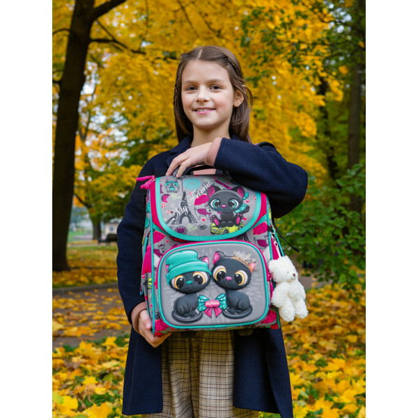 Школьный ранец для девочки Sky Name, одно отделение, цвет серый Школьный ранец для девочки Sky Name, одно отделение, цвет серый