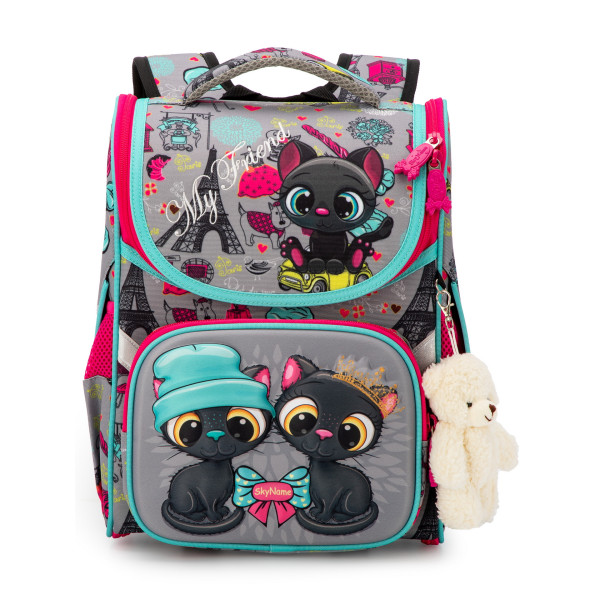 Школьный ранец для девочки Sky Name, одно отделение, цвет серый Школьный ранец для девочки Sky Name, одно отделение, цвет серый