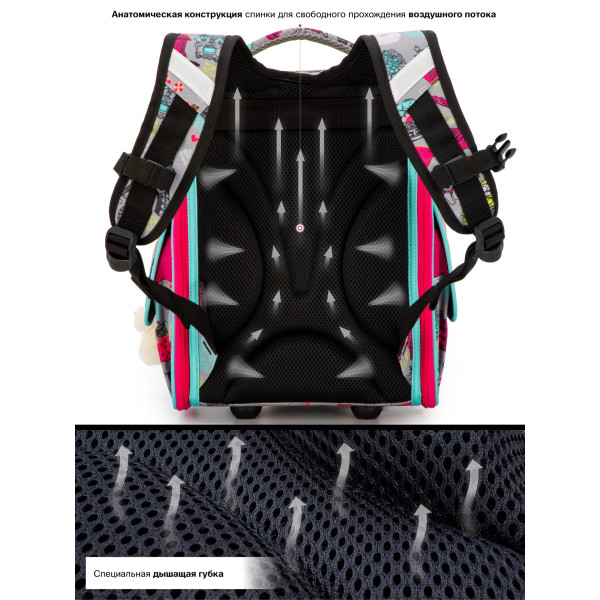 Школьный ранец для девочки Sky Name, одно отделение, цвет серый Школьный ранец для девочки Sky Name, одно отделение, цвет серый