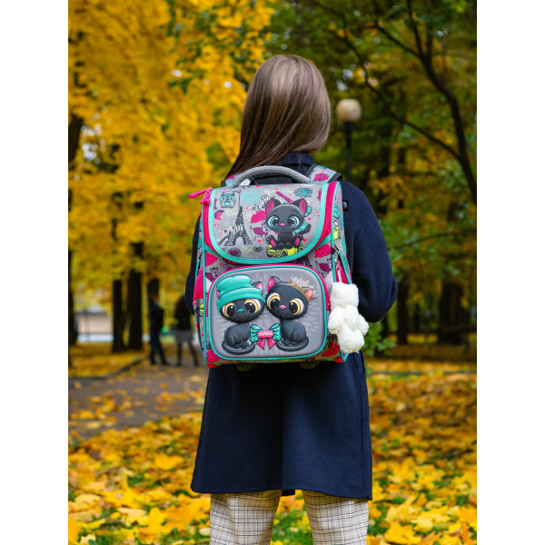 Школьный ранец для девочки Sky Name, одно отделение, цвет серый Школьный ранец для девочки Sky Name, одно отделение, цвет серый