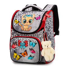 Ранець шкільний для дівчинки Sky Name, одне відділення, сірий