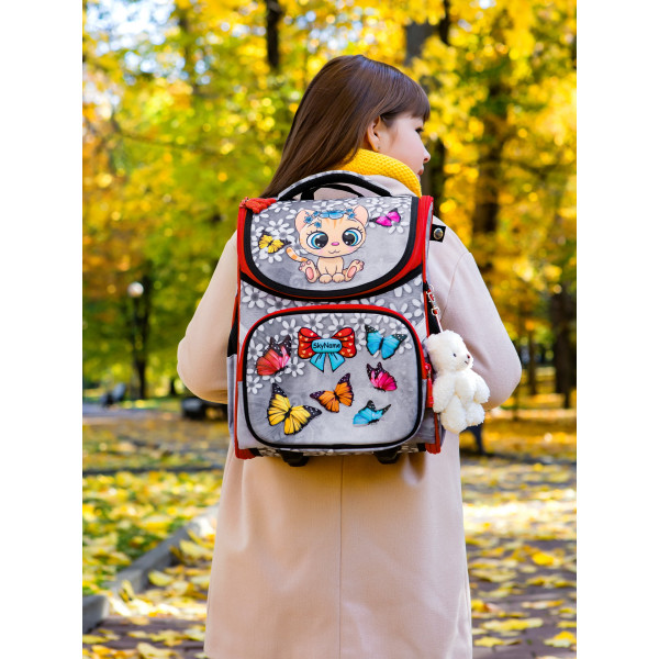 Ранец школьный для девочки Sky Name, одно отделение, серый Ранец школьный для девочки Sky Name, одно отделение, серый