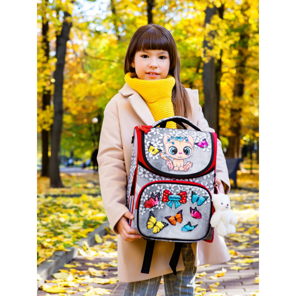 Ранец школьный для девочки Sky Name, одно отделение, серый Ранец школьный для девочки Sky Name, одно отделение, серый