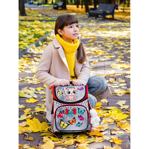 Ранец школьный для девочки Sky Name, одно отделение, серый Ранец школьный для девочки Sky Name, одно отделение, серый