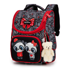 Ранець шкільний для дівчинки Sky Name на одне відділення, червоно-чорний