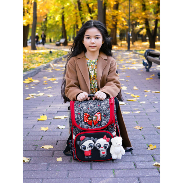 Ранец школьный для девочки Sky Name на одно отделение, красно-черный Ранец школьный для девочки Sky Name на одно отделение, красно-черный