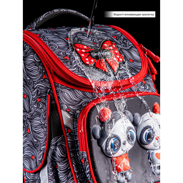 Ранец школьный для девочки Sky Name на одно отделение, красно-черный Ранец школьный для девочки Sky Name на одно отделение, красно-черный