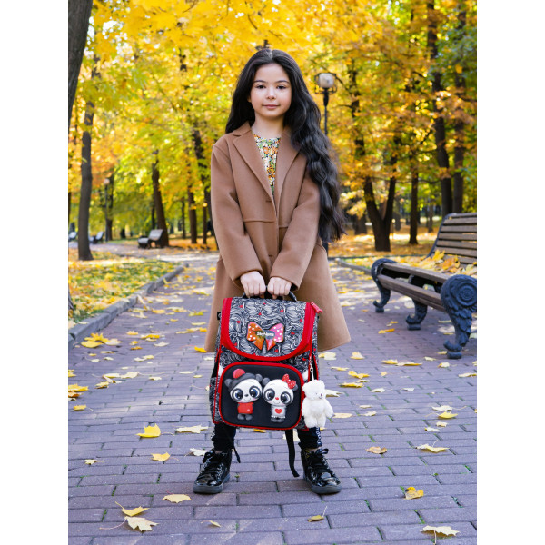 Ранец школьный для девочки Sky Name на одно отделение, красно-черный Ранец школьный для девочки Sky Name на одно отделение, красно-черный