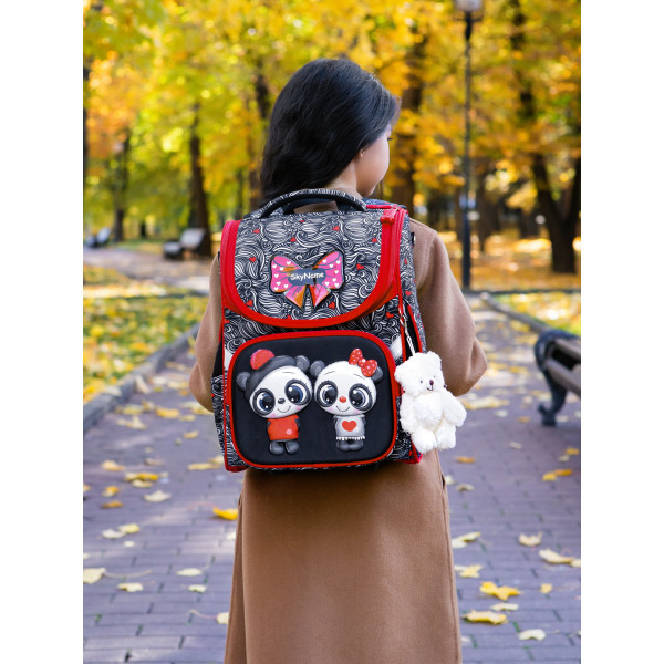 Ранец школьный для девочки Sky Name на одно отделение, красно-черный Ранец школьный для девочки Sky Name на одно отделение, красно-черный