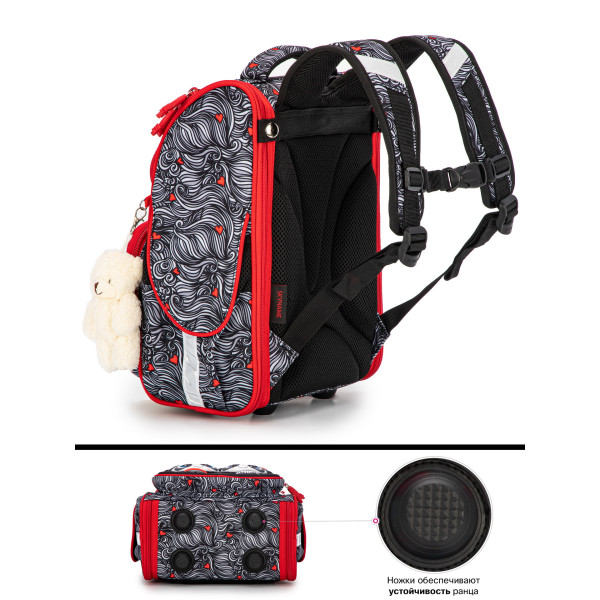 Ранец школьный для девочки Sky Name на одно отделение, красно-черный Ранец школьный для девочки Sky Name на одно отделение, красно-черный