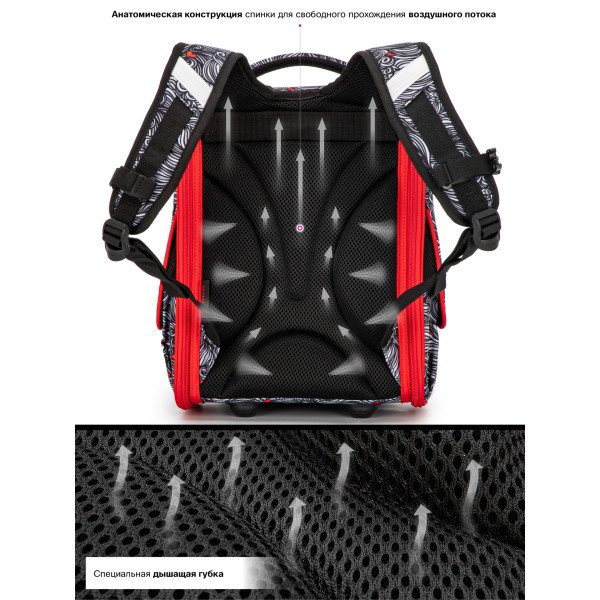 Ранец школьный для девочки Sky Name на одно отделение, красно-черный Ранец школьный для девочки Sky Name на одно отделение, красно-черный