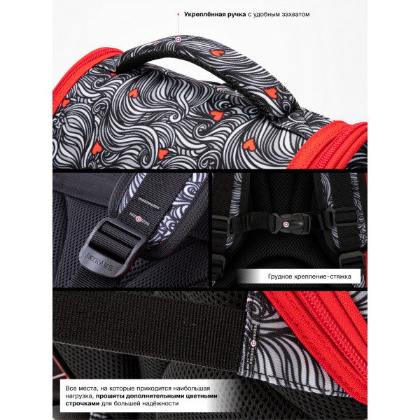 Ранец школьный для девочки Sky Name на одно отделение, красно-черный Ранец школьный для девочки Sky Name на одно отделение, красно-черный