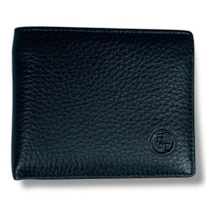 Компактний чорний гаманець з натуральної шкіри