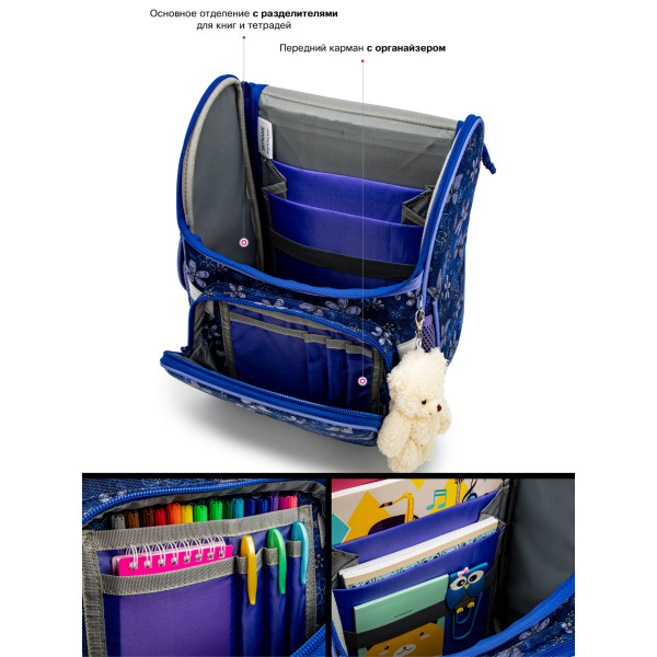 Ранец детский школьный для девочки Sky Name, одно отделение, синий Ранец детский школьный для девочки Sky Name, одно отделение, синий
