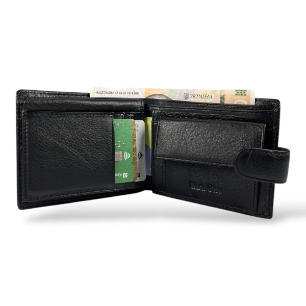 Стильный кожаный кошелек из натуральной кожи черного цвета, мужской Стильный кожаный кошелек из натуральной кожи черного цвета, мужской
