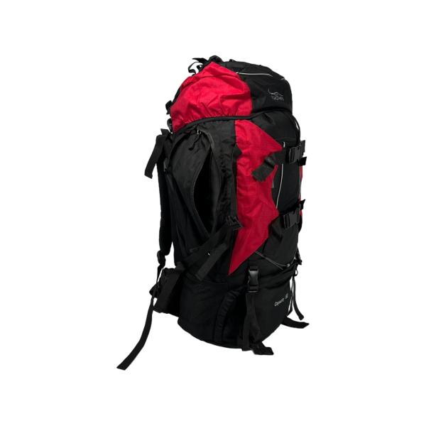 Туристический рюкзак с анатомической спинкой, на 80 л, черный с красным Туристический рюкзак с анатомической спинкой, на 80 л, черный с красным