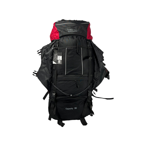 Туристический рюкзак с анатомической спинкой, на 80 л, черный с красным Туристический рюкзак с анатомической спинкой, на 80 л, черный с красным