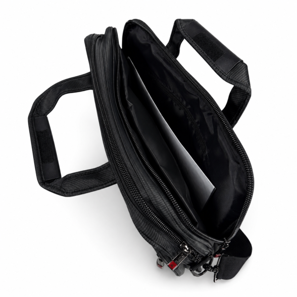 Сумка для ноутбука Leather B1078 чорна з CORDURA з кріпленням на валізу