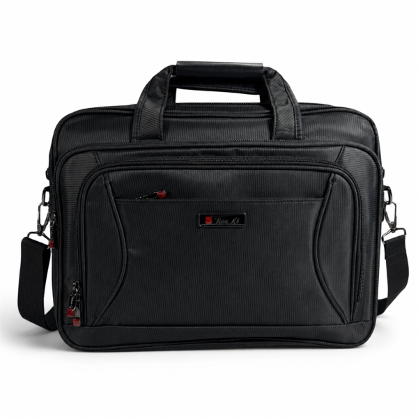 Сумка для ноутбука Leather B1078 чорна з CORDURA з кріпленням на валізу